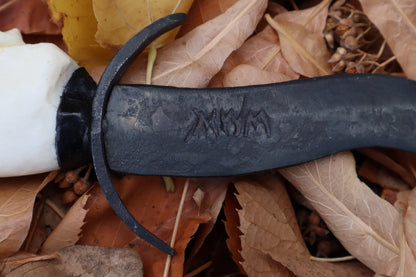 Black Iron Gray Wolf Mandible Knife with Celtic Gray Wolf Mandible Sheath