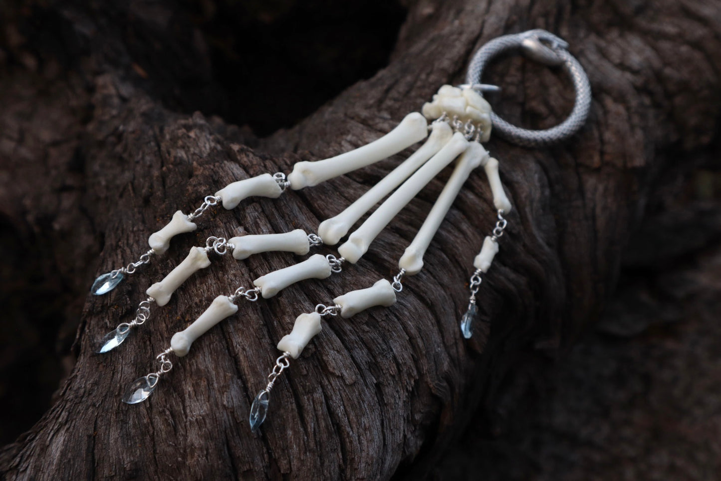 Reserved for Katie - Fluid Red Fox Paw Articulation with Blue Topaz “Claws”