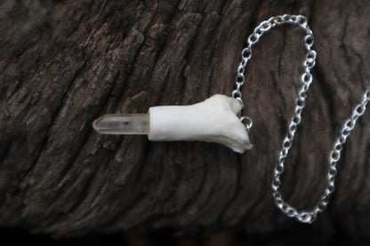 Reserved for Ashley - Two Domestic Cat Tibia Pendulum with Ouroboros Ring