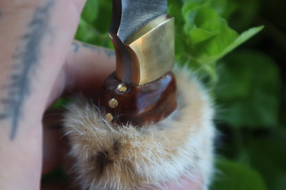 Reserved for Ryan Conner - Custom Damascus Bobcat Paw Knife with Leather Sheath