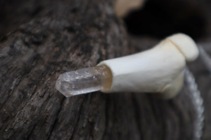 Whitetail Fawn Femur Pendulum with Ouroboros Ring