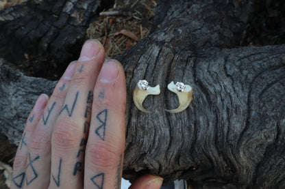 Reserved for Amanda Bobcat Claw Stud Earrings - .925 Silver