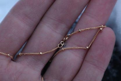 Reserved for Cal - 14k Gold Red Fox Tibia and Sunstone Necklaces