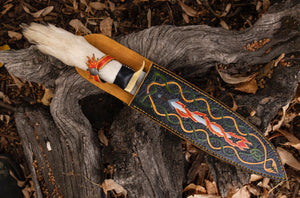Reserved for Devyn - Damascus Gray Wolf Paw Knife with Flaming Sheath