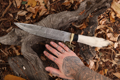 Reserved for Devyn - Damascus Gray Wolf Paw Knife with Flaming Sheath