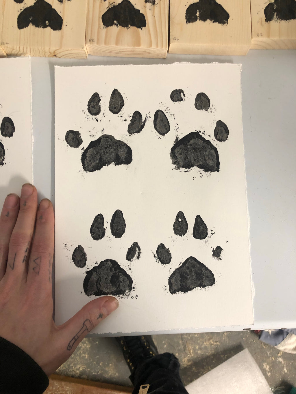 Reserved for Anna - Mountain Lion Paw Print - Acrylic on 8” x 6” Plate Bristol Paper
