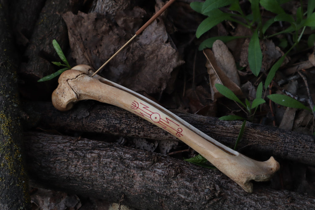 Reserved for Ganjre - Múspellzheimr German Shepherd Dog Femur Incense Holder