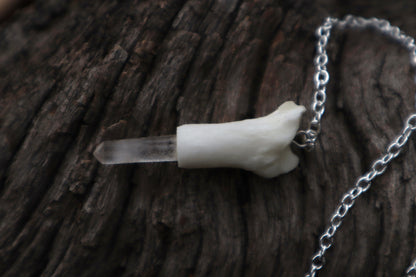 Reserved for Ashley - Two Domestic Cat Tibia Pendulum with Ouroboros Ring
