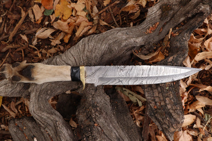 Reserved for Devyn - Damascus Gray Wolf Paw Knife with Flaming Sheath