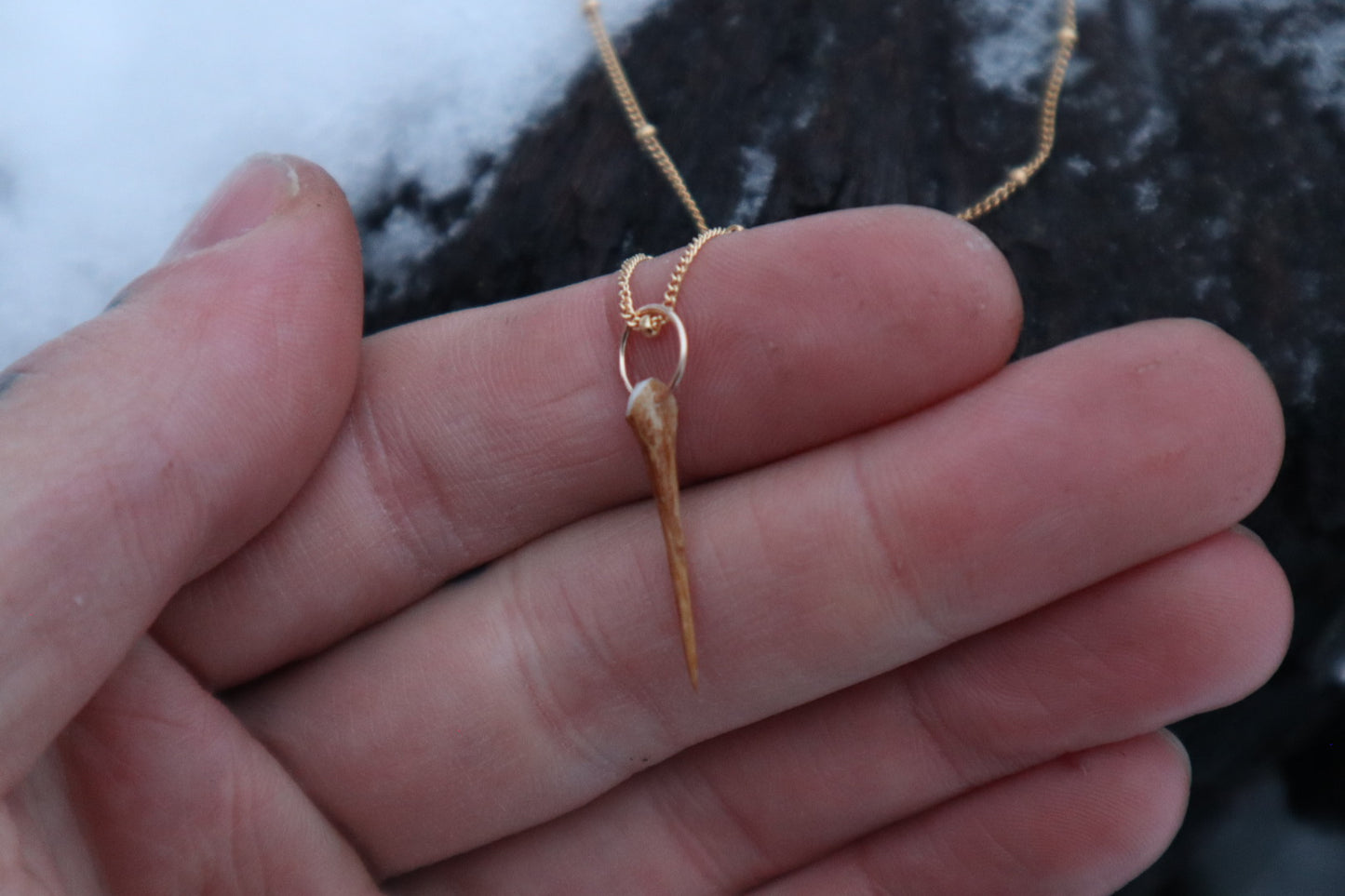 Reserved for Cal - 14k Gold Red Fox Tibia and Sunstone Necklaces