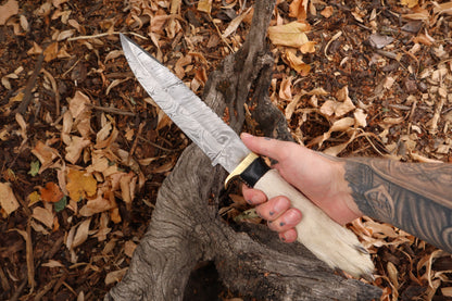 Reserved for Devyn - Damascus Gray Wolf Paw Knife with Flaming Sheath