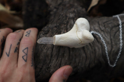 Whitetail Fawn Femur Pendulum with Ouroboros Ring