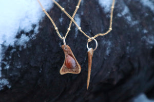 Reserved for Cal - 14k Gold Red Fox Tibia and Sunstone Necklaces
