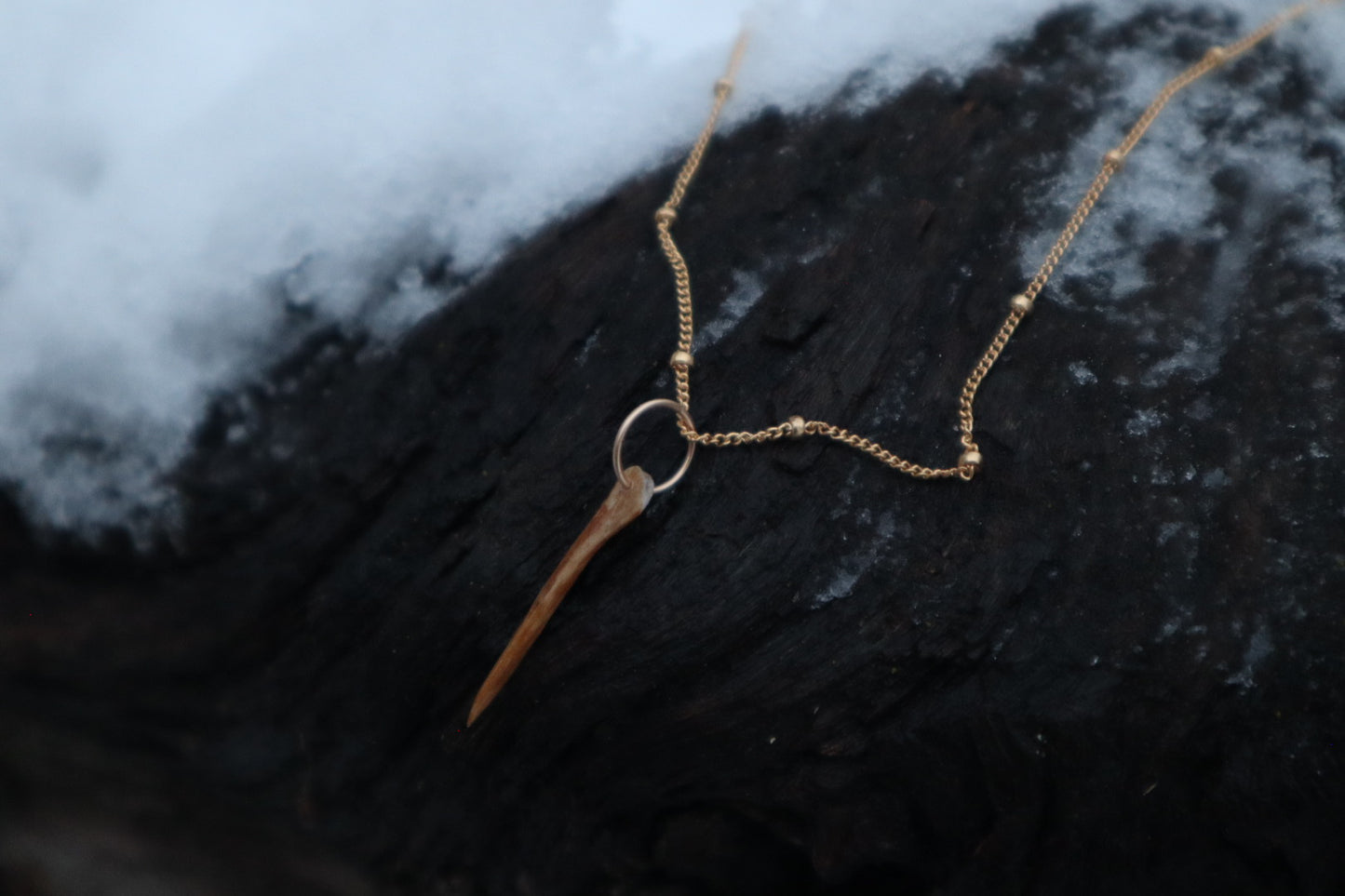 Reserved for Cal - 14k Gold Red Fox Tibia and Sunstone Necklaces