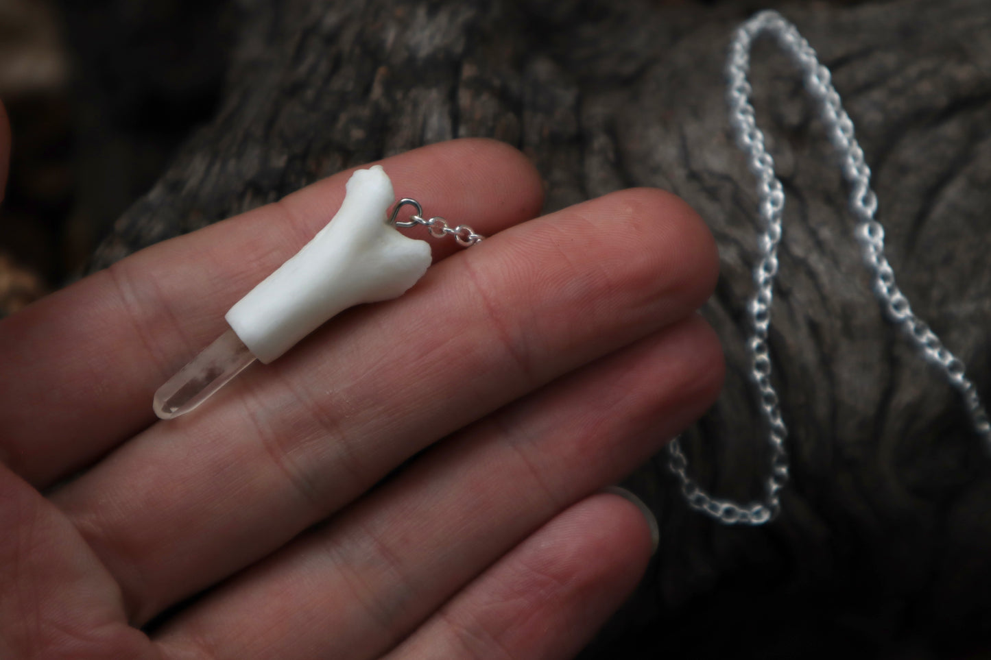 Reserved for Ashley - Two Domestic Cat Tibia Pendulum with Ouroboros Ring
