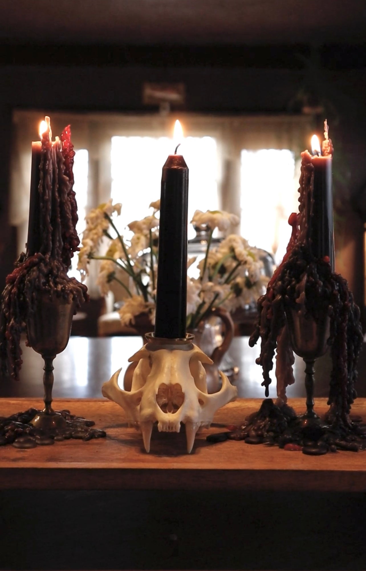 Reserved for Maddy - Bobcat Skull Candle Holder