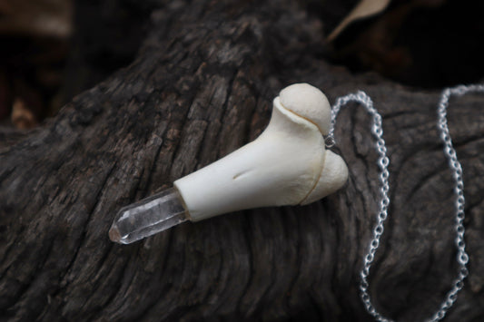 Whitetail Fawn Femur Pendulum with Ouroboros Ring