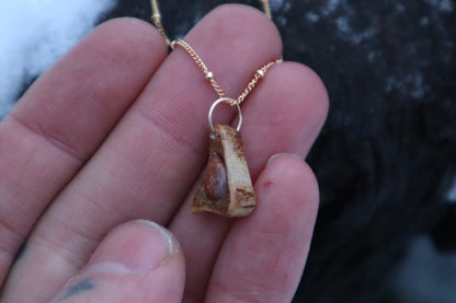 Reserved for Cal - 14k Gold Red Fox Tibia and Sunstone Necklaces