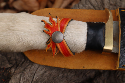Reserved for Devyn - Damascus Gray Wolf Paw Knife with Flaming Sheath