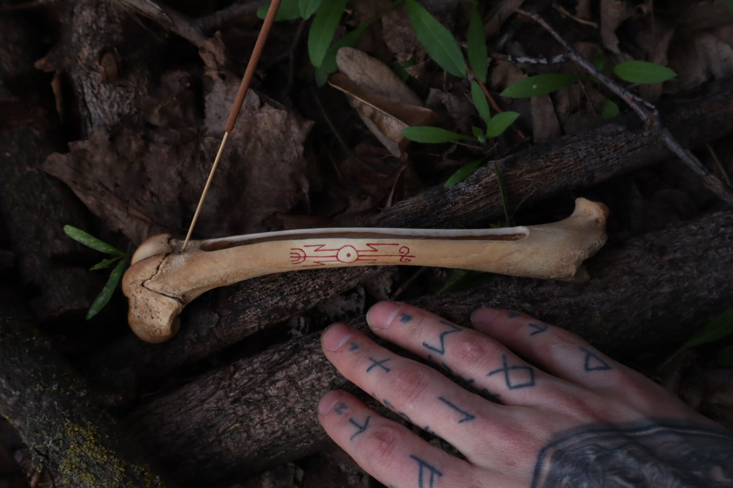 Reserved for Ganjre - Múspellzheimr German Shepherd Dog Femur Incense Holder
